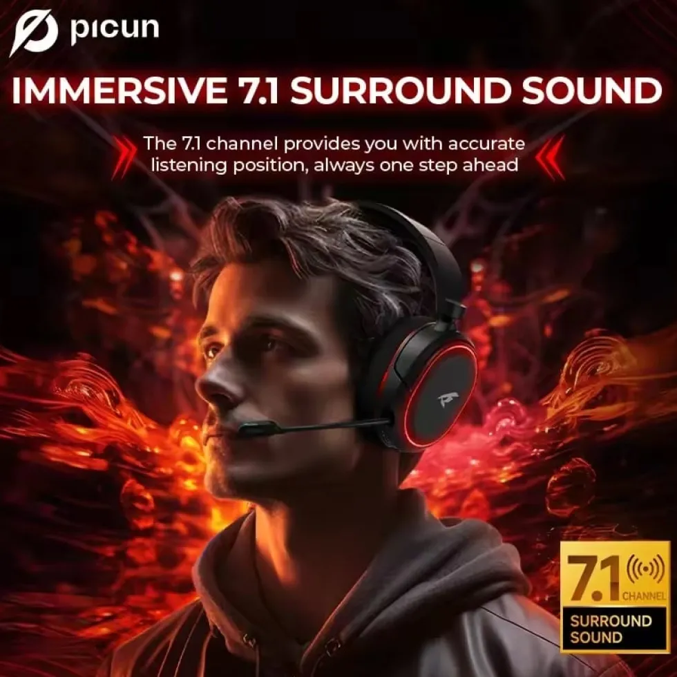 Gaming hörlurar med mic Picun G2 - Trådlösa upp till 75h kompatibel med PS5 Slim