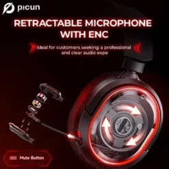 Gaming hörlurar med mic Picun G2 - Trådlösa upp till 75h kompatibel med PS5 Slim