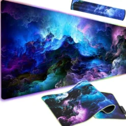 Gamingmusmatta Havsvågor / Stor musmatta med RGB LED-ljus 90x40 cm