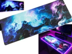 Gamingmusmatta Havsvågor / Stor musmatta med RGB LED-ljus 90x40 cm