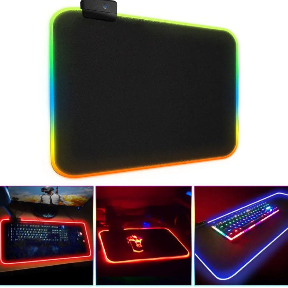Gamingmusmatta med LED-ljus / RGB 30 × 25 cm
