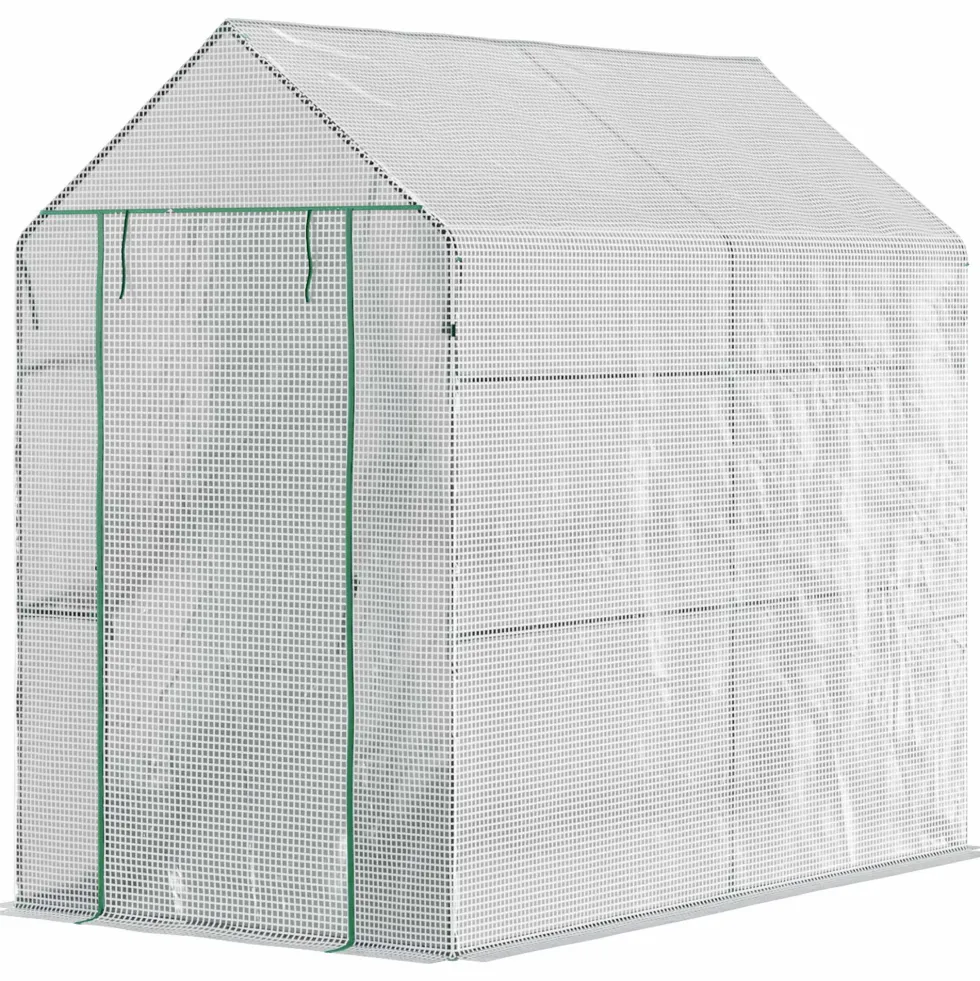 Garden-Palram folieväxthus 186x120x190cm, 2 våningar, stålram, 140g/m², vit