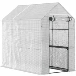 Garden-Palram folieväxthus 186x120x190cm, 2 våningar, stålram, 140g/m², vit
