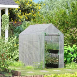 Garden-Palram folieväxthus 186x120x190cm, 2 våningar, stålram, 140g/m², vit