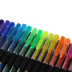 Gelpenna set 100 st + 100 refiller glitter/metallic/neon i fodral