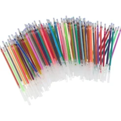 Gelpenna set 100 st + 100 refiller glitter/metallic/neon i fodral