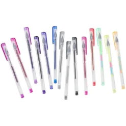 Gelpenna set 100 st + 100 refiller glitter/metallic/neon i fodral