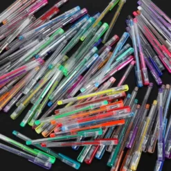 Gelpenna set 100 st + 100 refiller glitter/metallic/neon i fodral