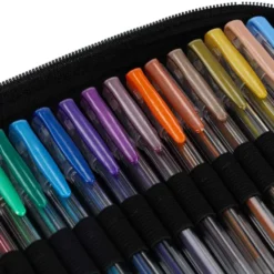Gelpenna set 100 st + 100 refiller glitter/metallic/neon i fodral