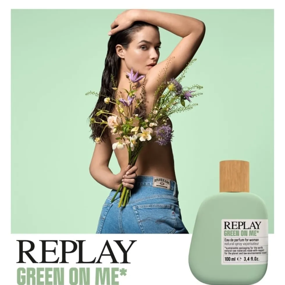 Giftset Replay Green On Me Woman Edp 100ml + Pochette