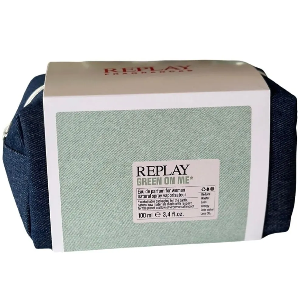 Giftset Replay Green On Me Woman Edp 100ml + Pochette
