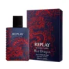 Giftset Replay Signature Red Dragon Man Edt 100ml + Pochette