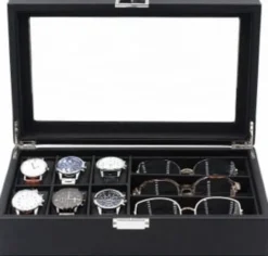 Glasögon 3 st och Klockbox 6 st Lyxmodell i Carbon