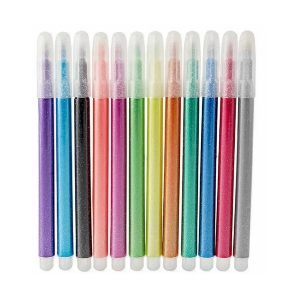 Glitterpennor 12-pack – färgglada pennor för pyssel