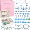 Gör Egna Smycken Barn Blå – Armband & Halsband Kit med Pärlor och Berlocker
