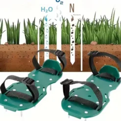 Gräsmatteluftare aeratorskor med 4,2 cm stålpiggar, justerbara remmar