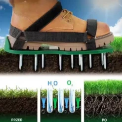 Gräsmatteluftare aeratorskor med 4,2 cm stålpiggar, justerbara remmar