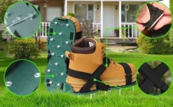 Gräsmatteluftare aeratorskor med 4,2 cm stålpiggar, justerbara remmar