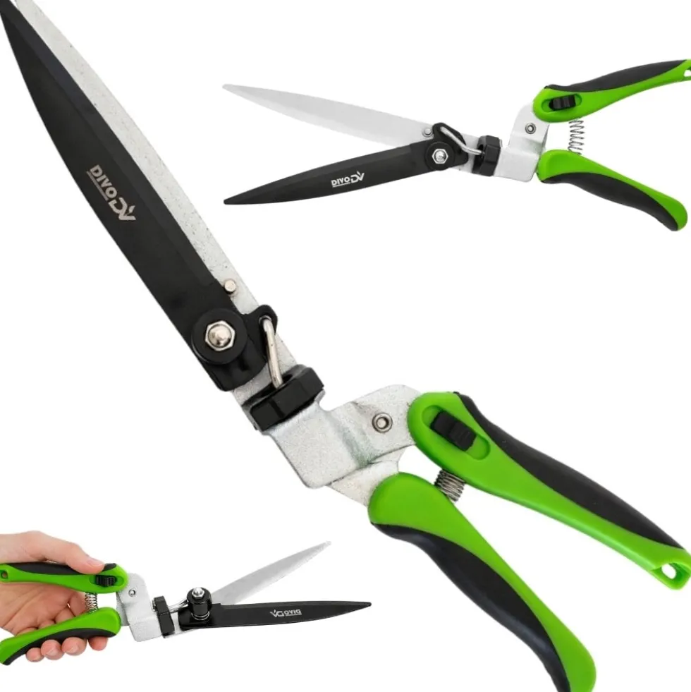 Grässax/häcksax 180° roterande blad härdat stål 34,5 cm grön