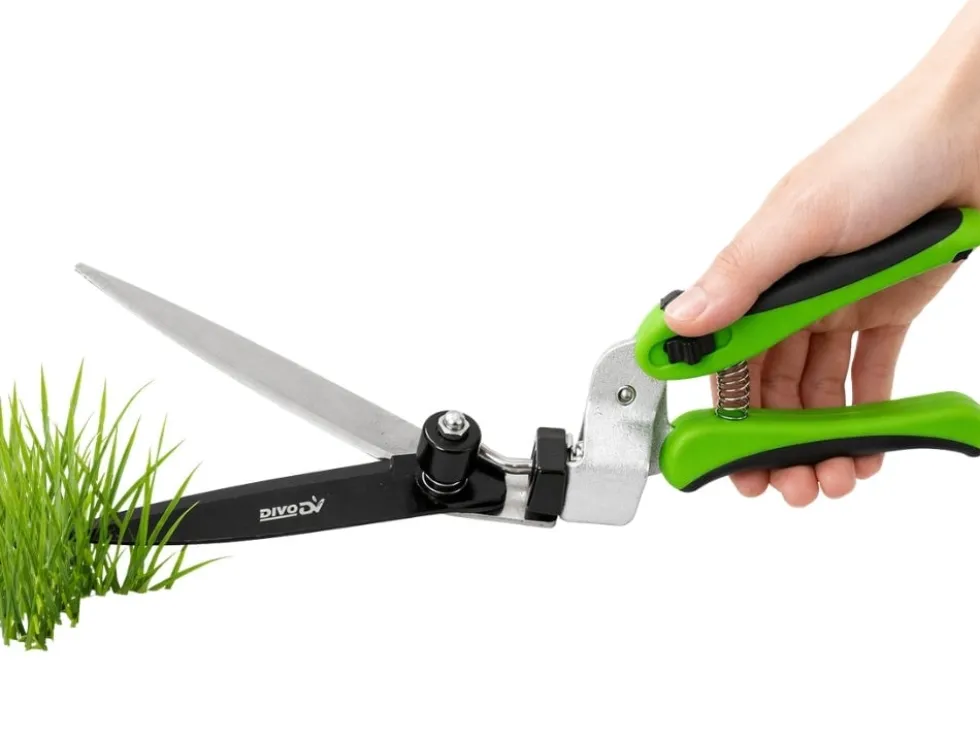 Grässax/häcksax 180° roterande blad härdat stål 34,5 cm grön