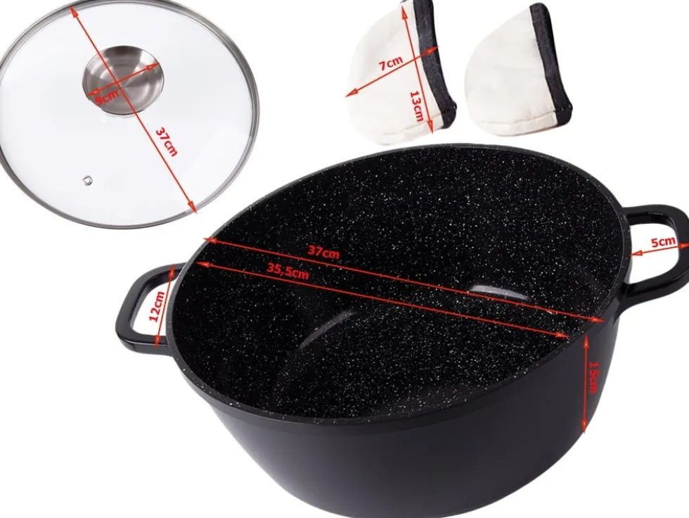 Gryta med glaslock och non stick-beläggning 12,6 L