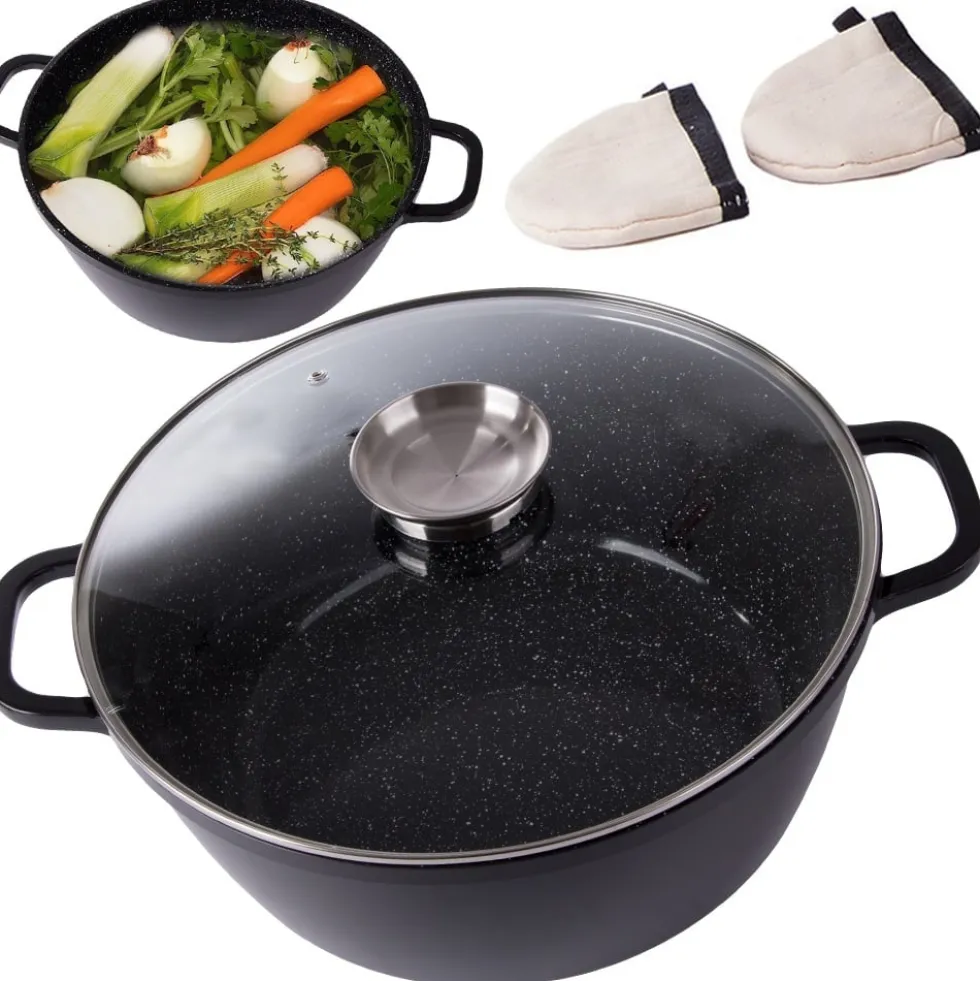 Gryta med glaslock och non stick-beläggning 12,6 L