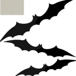 Halloween fladdermusdekoration 3-pack svart plast 47/37/31 cm