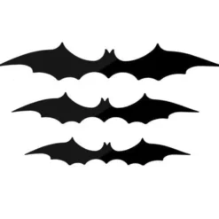 Halloween fladdermusdekoration 3-pack svart plast 47/37/31 cm