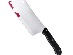 Halloween-kniv cleaver i plast med blodig effekt 1-pack