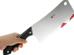 Halloween-kniv cleaver i plast med blodig effekt 1-pack