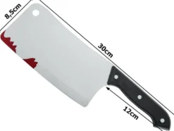 Halloween-kniv cleaver i plast med blodig effekt 1-pack