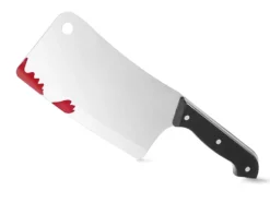 Halloween-kniv cleaver i plast med blodig effekt 1-pack