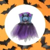Halloweenkostym barn kjol + hårband fladdermus svart/lila