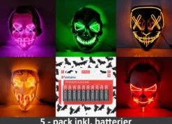Halloween LED Mask 5 pack inkl batterier