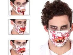 Halloweenmask gummi universal med blodiga tänder