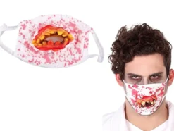 Halloweenmask gummi universal med blodiga tänder