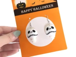 Halloween örhängen i plast 2-pack, välj motiv (spöke/pumpa/skelett)