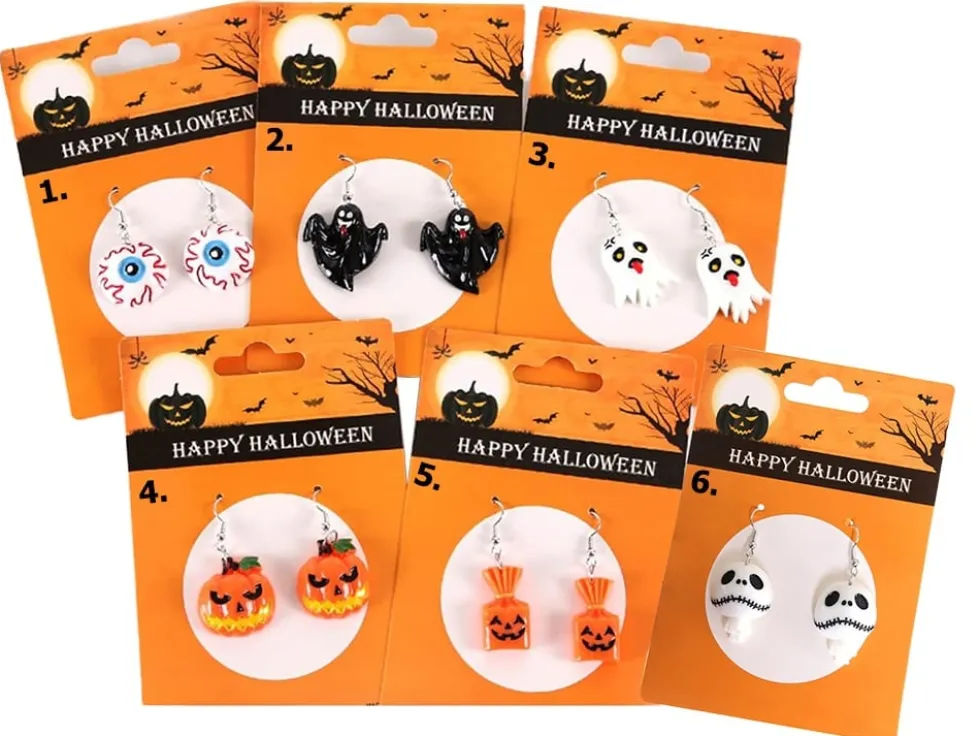 Halloweenörhängen med 6 olika motiv