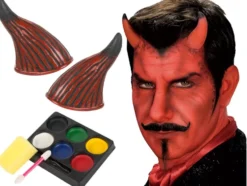 Halloween sminkkit djävulshorn ansiktsfärg 6 färger konstgjort blod