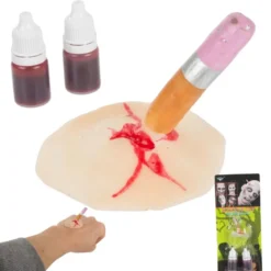 Halloween sminkkit fejkad sårskada med blodpenna och 2 blodflaskor