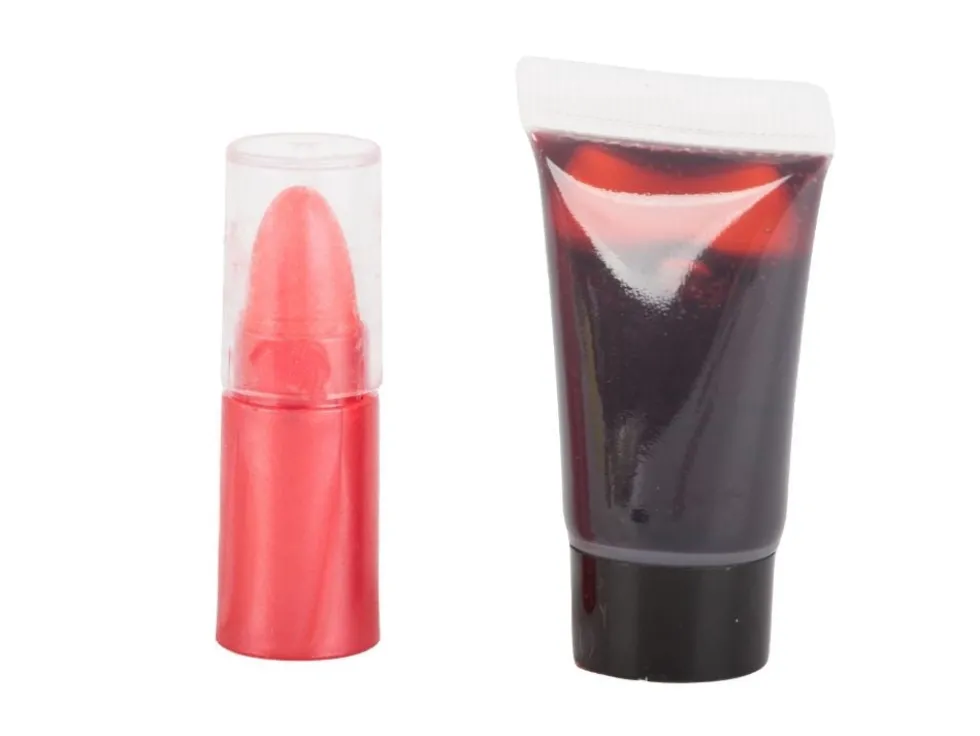 Halloween sminkkit vampyr med ansiktsfärg, fejkblod 8 ml och rött läppstift