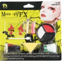 Halloween sminkkit vampyr med ansiktsfärg, fejkblod 8 ml och rött läppstift