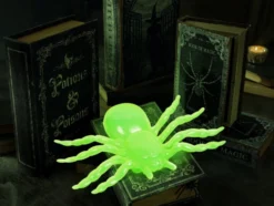 Halloween spindlar självlysande 11x7 cm 2-pack plast grön