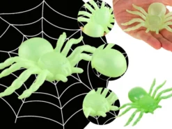 Halloween spindlar självlysande 11x7 cm 2-pack plast grön