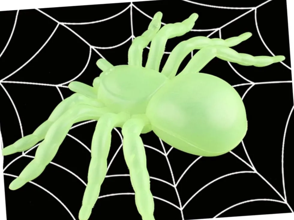 Halloween spindlar självlysande 11x7 cm 2-pack plast grön