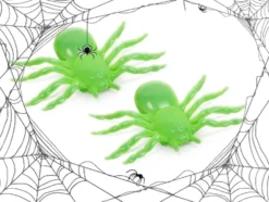 Halloween spindlar självlysande 11x7 cm 2-pack plast grön