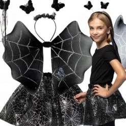 Halloweenutklädnad med kjol och vingar för barn