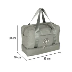 Handbagageväska grå 30x39x18 cm polyester, 5 fack med vattentätt fack