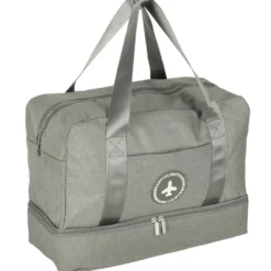 Handbagageväska grå 30x39x18 cm polyester, 5 fack med vattentätt fack
