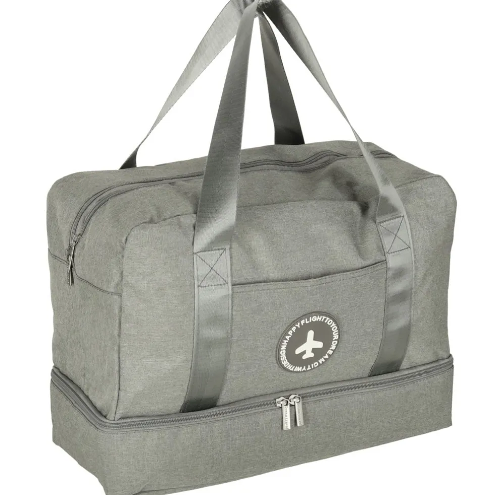 Handbagageväska grå 30x39x18 cm polyester, 5 fack med vattentätt fack